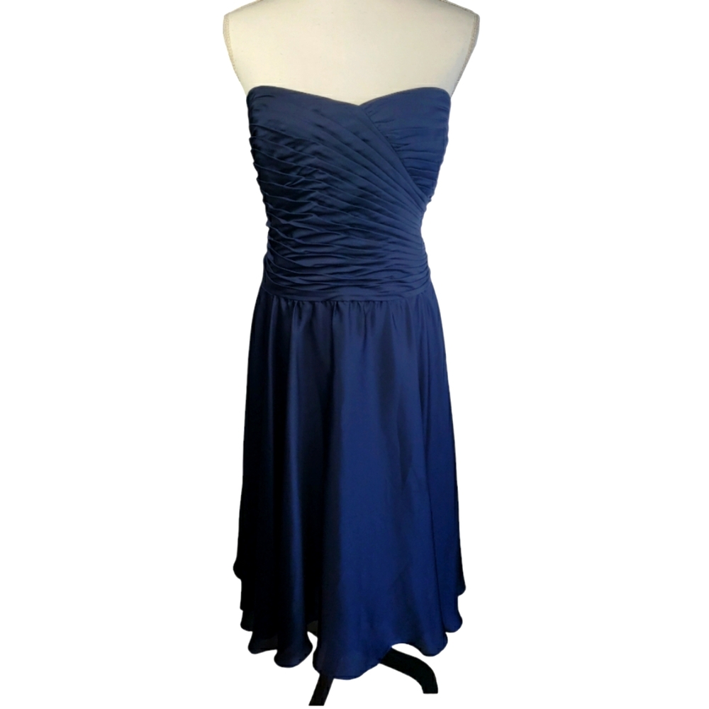 Monique Lhullier Strapless Bridesmaids Dress Size 20W Navy Wedding Homecoming